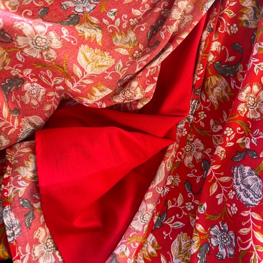 LOFT Orange Floral Wrap Dress Size 12. - Picture 5 of 6